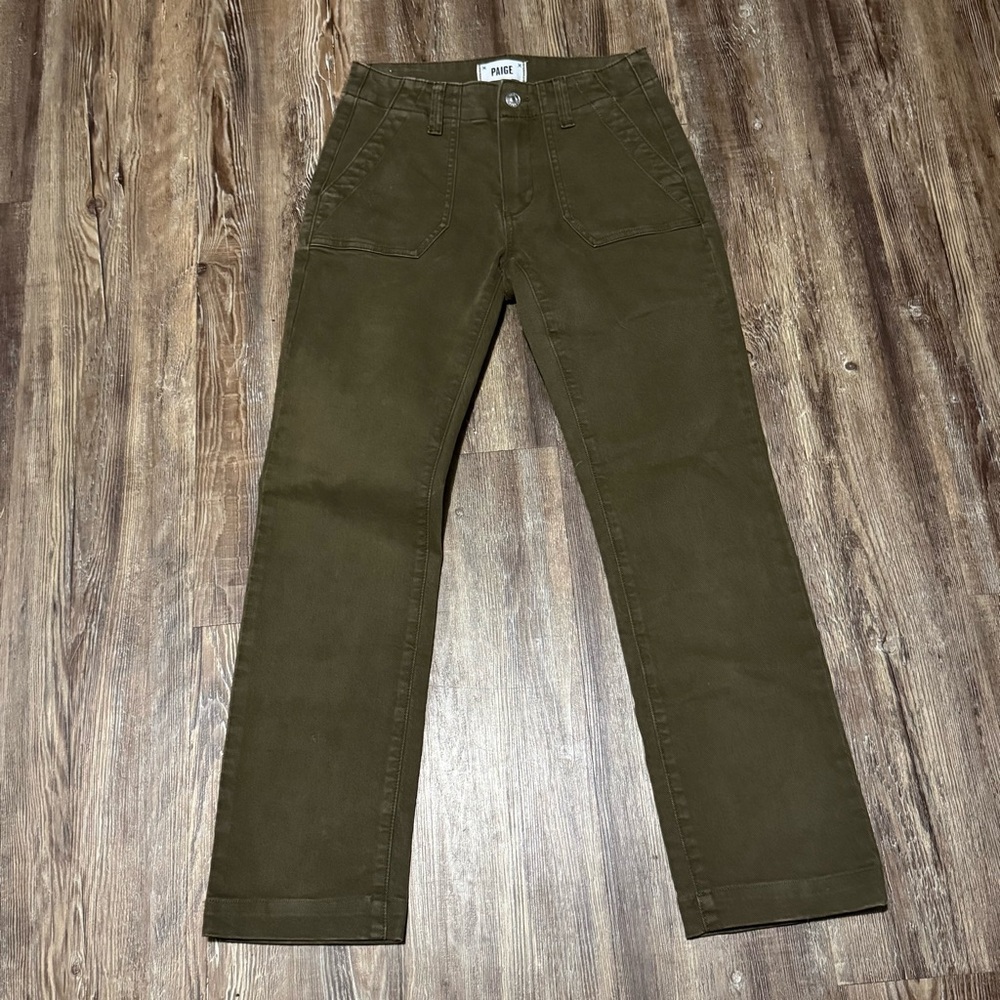 Paige Mayslie Utility Pants Women's 24 Mid Rise in Vintage Ivy Green
